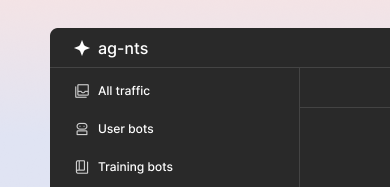 Sidebar showing traffic split by bot type